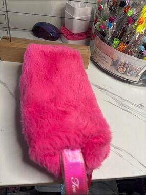 Too Faced Hot Pink Fuzzy Cosmetic Bag